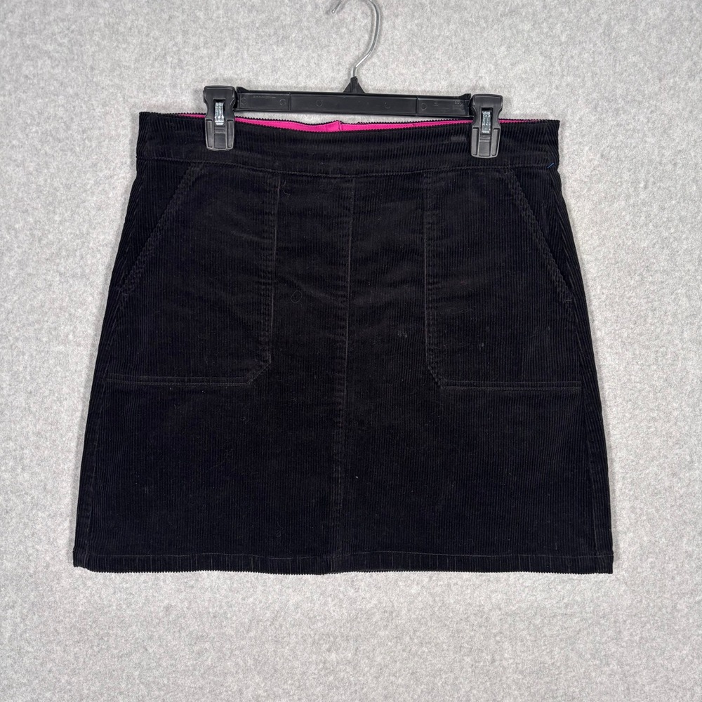 Charter Club Corduroy Patch Pocket Skirt 8 Black Stretch Cotton Preppy Old Money